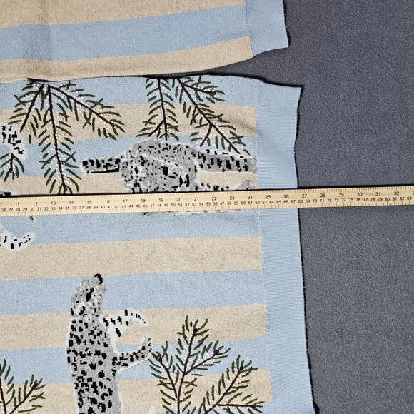 MAVRANS Men's Sweater RARE M Blue Beige Striped Leopard Print Knit Pullover Cat - Picture 6 of 14